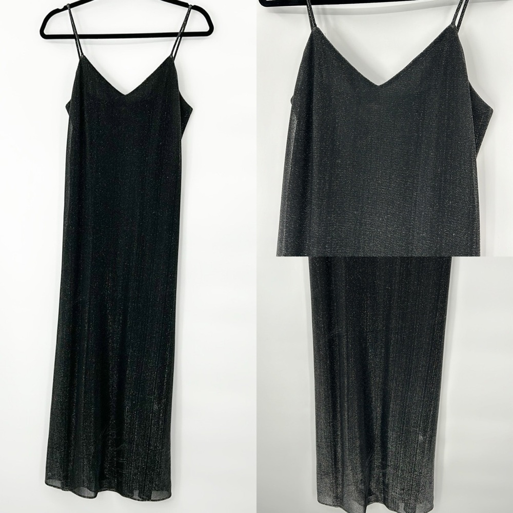 Vintage All That Jazz Womens Silver Slinky Slip Dress Size 7/8 Whimsigoth‎ Y2K
